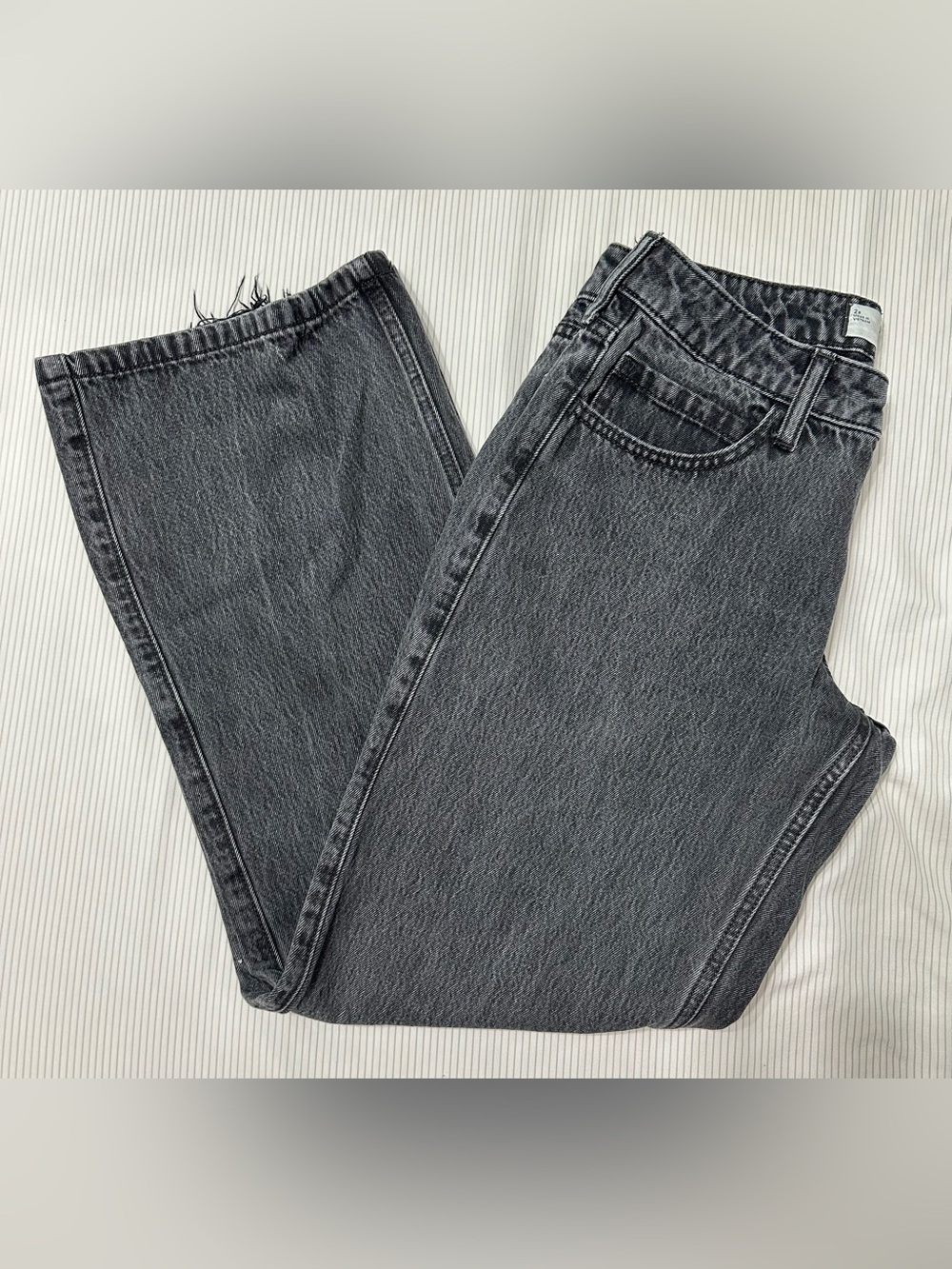 Hollister Women's Straight Leg Black-Grey Washed Jeans